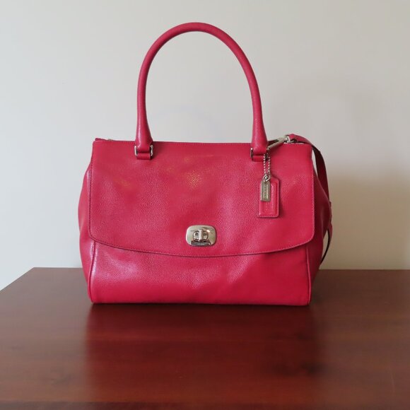 COACH Pinnacle Harper grenadine red embossed lizard tote bag satchel EUC 23572 - Picture 1 of 16